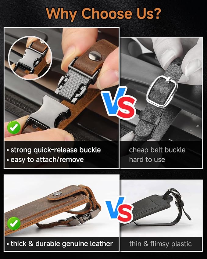 Premium Genuine Leather Luggage Tags