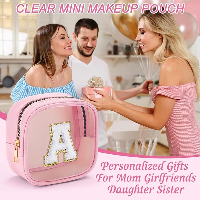 YOOLIFE Mini Initial Makeup Bag | Travel Toiletry Bag | Clear Makeup Bag |
