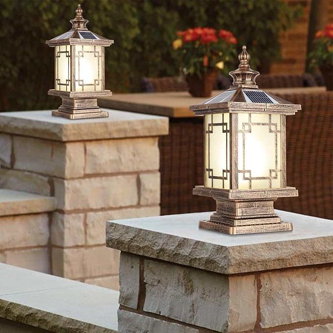 LED Solar Post Light Outdoor, Aluminum Fence Post Cap Lamp Remote Control