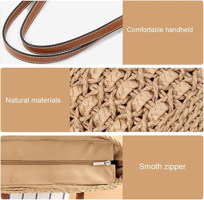 Straw Beach Bags for Women Woven Beach Tote Bag Casual Boho Large Shoulder