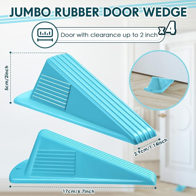 Frienda 4 Pcs Jumbo Door Stoppers Heavy Duty Door Stopper Tall up to 2inch Tall