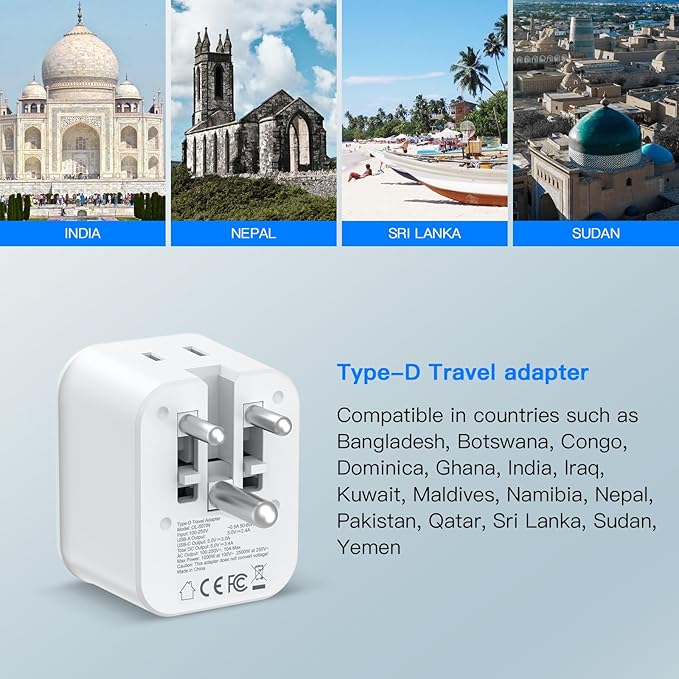 US to India Travel Plug Adapter, Foldable India Power Adapter