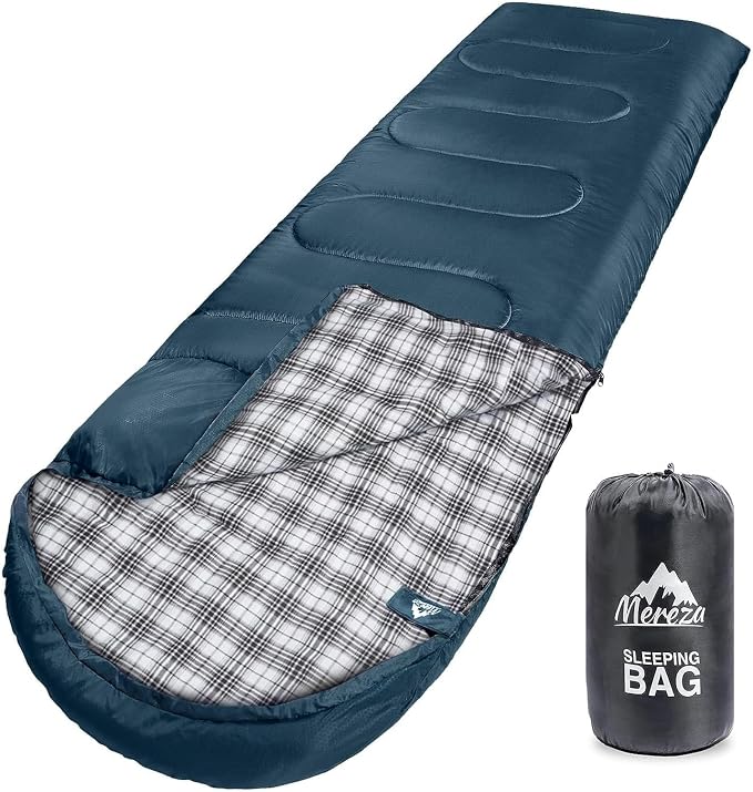 MEREZA Flannel Sleeping Bag for Adults XL, Large Wide Sleeping Bags for Camping