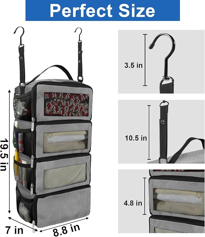 Suitcase Organizer, Travel Luggage Organizer Portable Hanging Travel Shelves