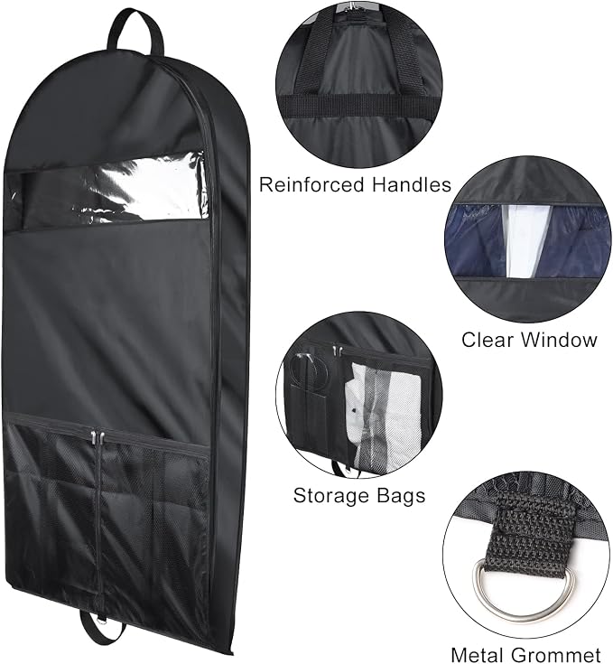 Univivi Garment Bags for Travel and Storage 43" Hanging Suit Bag Clear Suits
