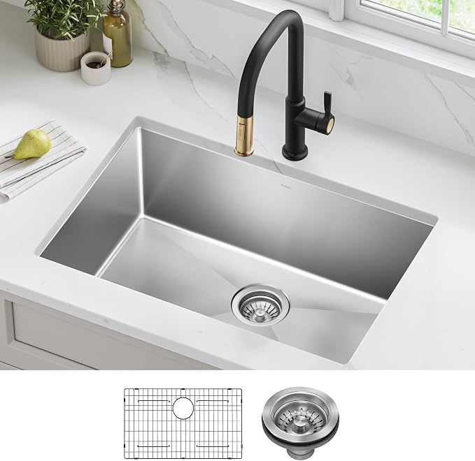 KRAUS Standart PRO 28-inch 16 Gauge Undermount Single Bowl Stainless Steel