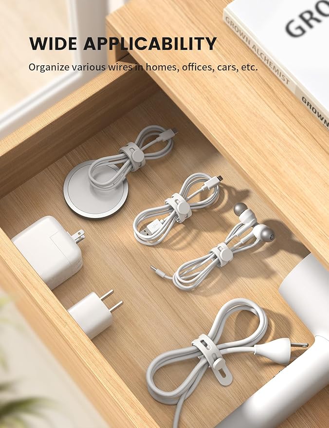 10Pack Silicone Cable Ties Cord Organizer