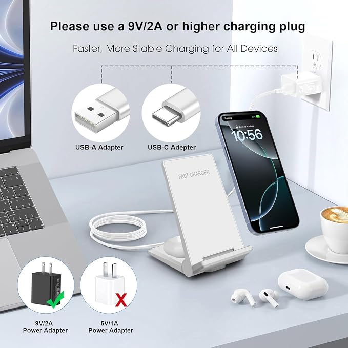 25W Wireless ChargerFoldable 2 in 1 Wireless Charging Station for Apple iPhone 16/16 Pro/15/14/13/12/11/Plus/SE/X/AirpodsPDKUAI 15W Fast Dual Wireless Induction Charge Stand for Samsung/LG