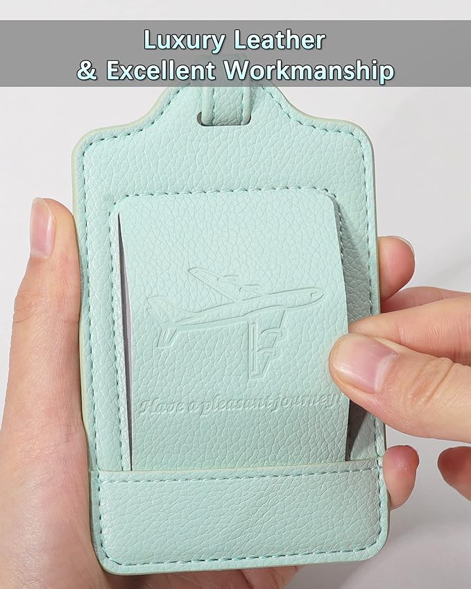 Teskyer Luggage Tags, 3 Pack Premium PU Leather Luggage Tags