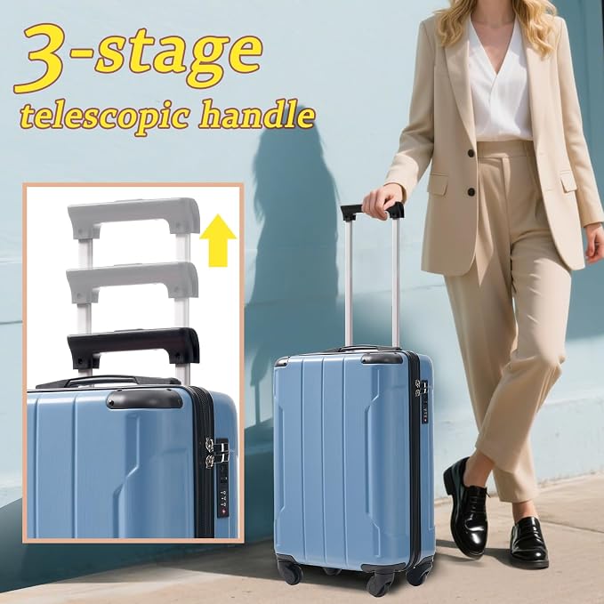 Merax Carry on Luggage Set, 20 Inch Hardshell ABS Suitcase