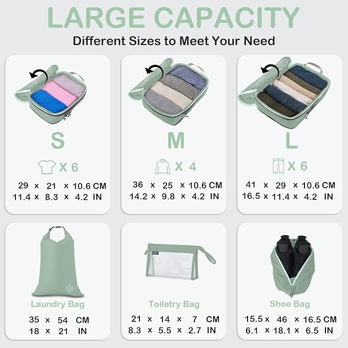 Cipway Compression Packing Cubes, Lightweight Travel Luggage Organizers