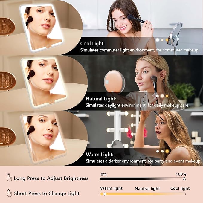 Travel Makeup Bag with LED Mirror Travel Makeup Organizer with 3 Lighted