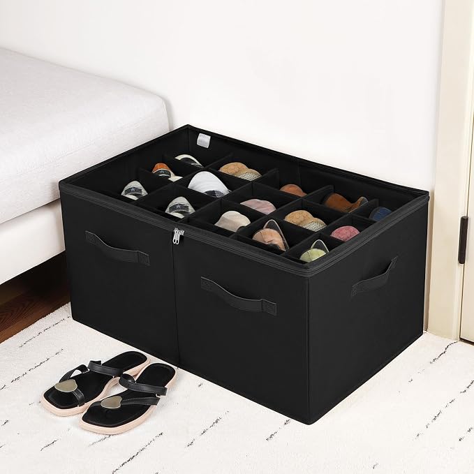 Shoe Organizer for Closet 2 Pack, Foldable Shoe Box