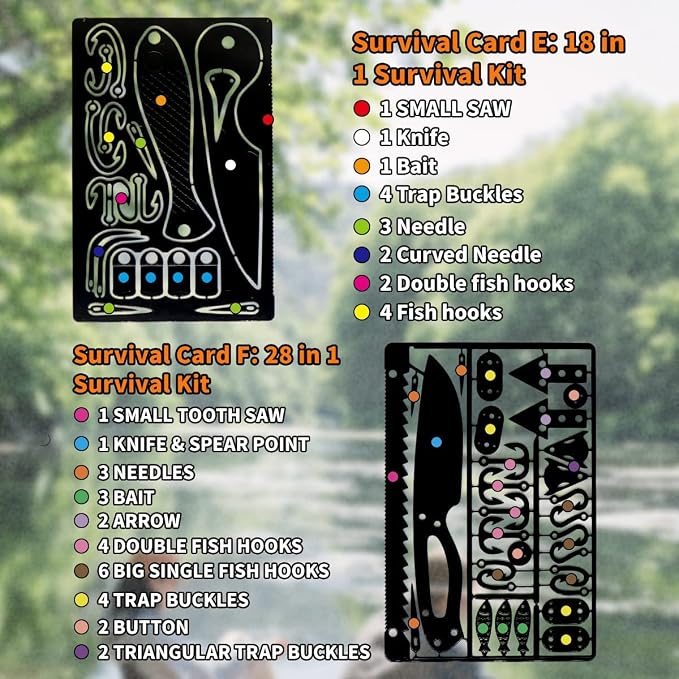 PSKOOK 12 Pcs Survival Multitool Card Emergency Camping Tool EDC Kit in Your