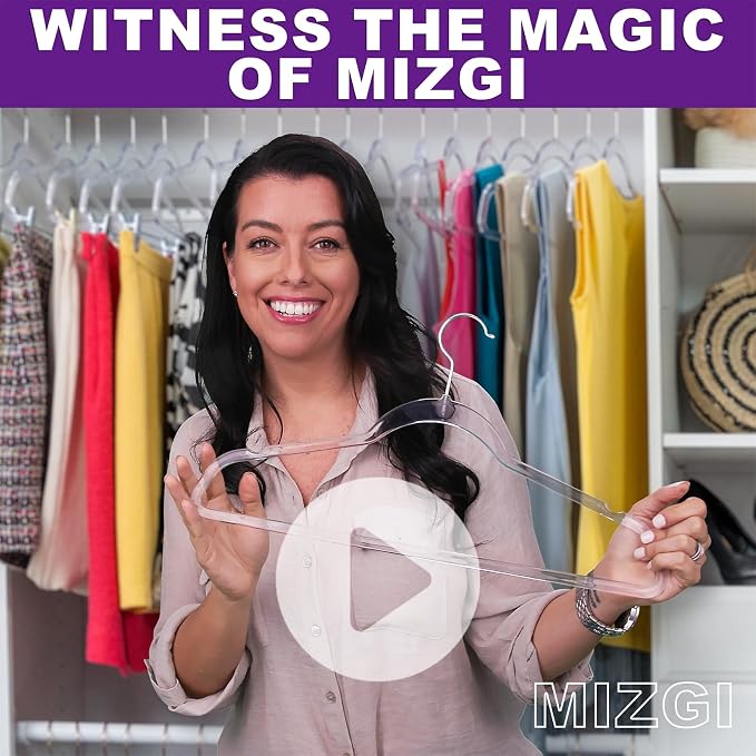 MIZGI 50 Pack Clear Plastic Hangers