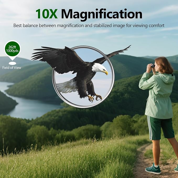 10x25 Compact Binoculars for Adults and Kids, Small High Powered Binoculars