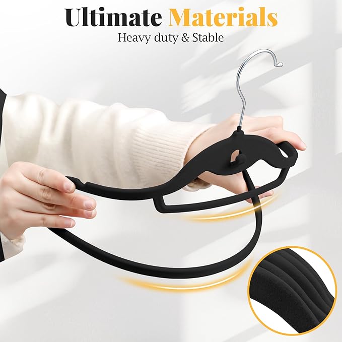 Velvet Felt Stackable Hangers 50 Pack, Non Slip,