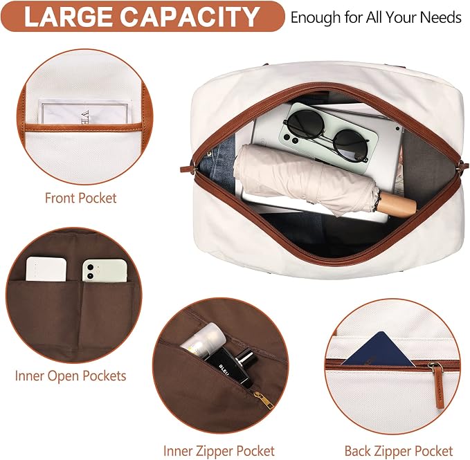 Weekender Bag for Women Canvas Overnight Bag Large Travel Tote Bag Carry on