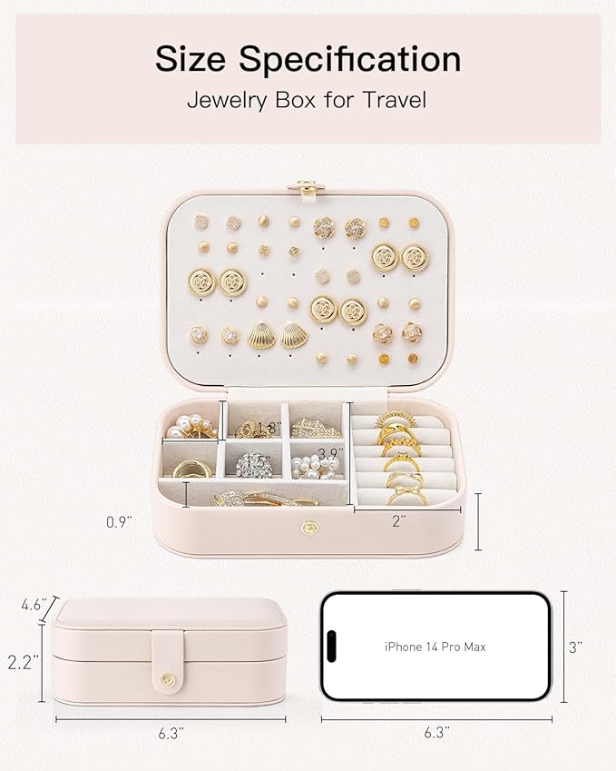 Vlando Travel Jewelry Case, PU Leather Travel Jewelry Box