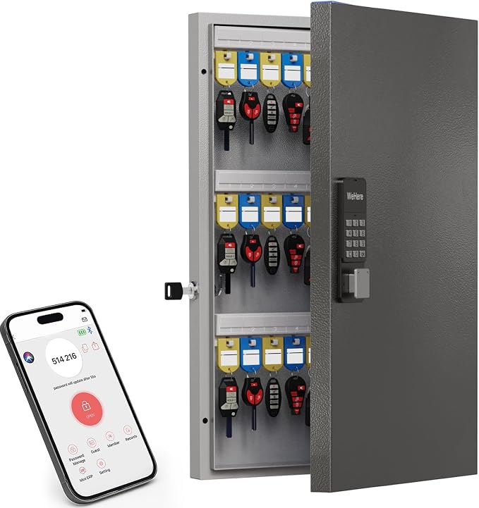 72 Key Cabinet Organizer, Metal Key Lock Box Wall Mount use OTP Technology