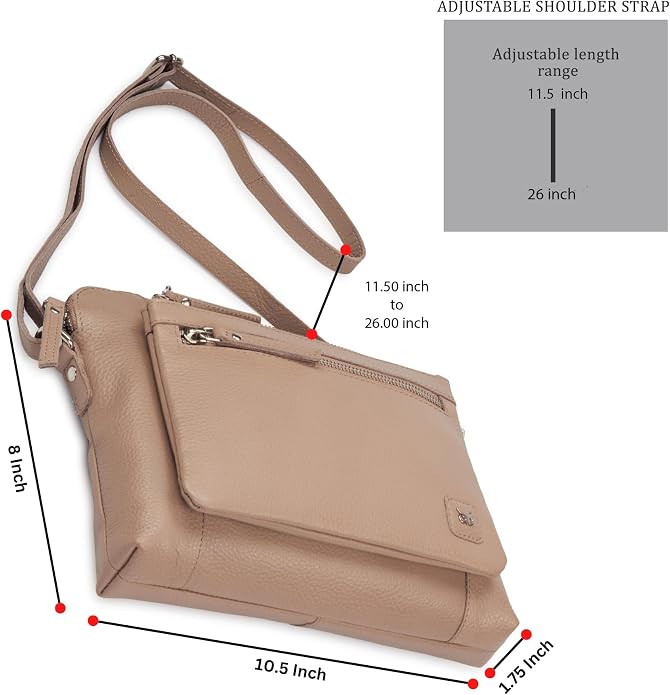 Wise Owl Accessories Small Soft Pebbled Real Leather Crossbody Handbags Purses