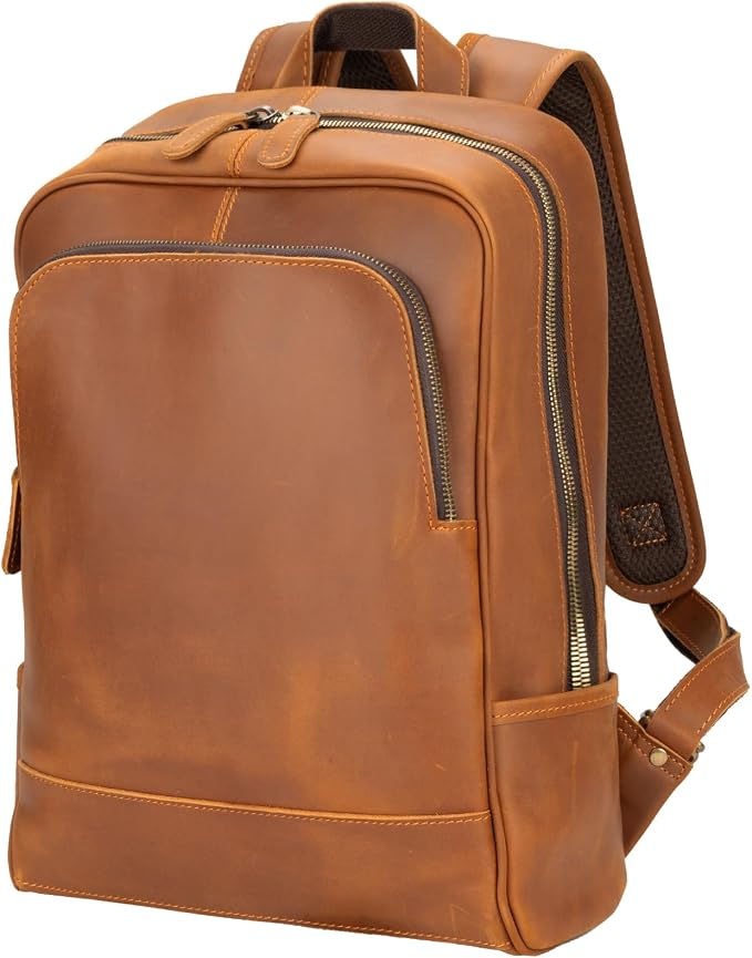 Leather Backpack for Men 15.6" Laptop Backpack 100% Madagascar top-Grain