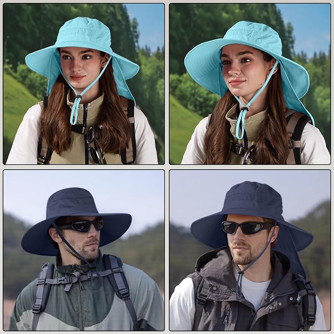 Sun Hats for Men Women, UPF50+ Protection Safari Hat, Wide Brim Fishing Hat