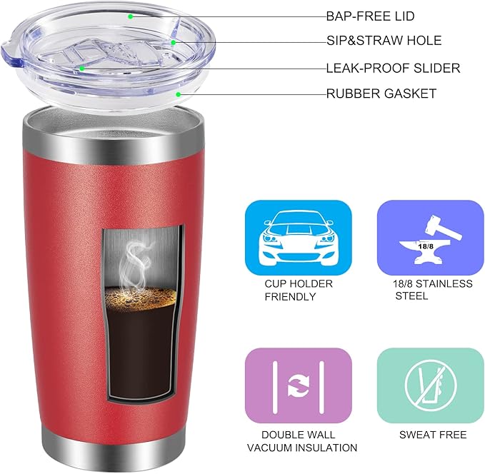 VEGOND 20oz Tumbler with Lid and Straw Stainless Steel Tumbler Cup Bulk Vacuum