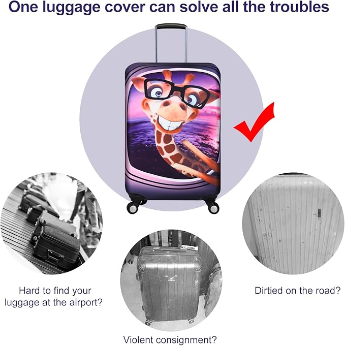 7-Mi 3D Print Design Travel Suitcase Protector Trolley Case Cover 19"-30" Sleeve