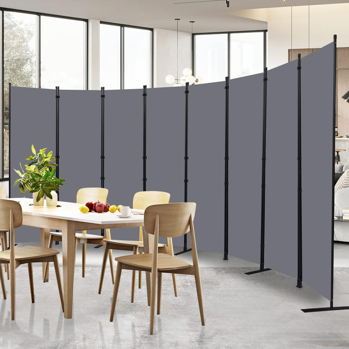 Room Divider and Folding Privacy Screens， 8 Panel Wide Room Divider Wall Screen for Room Separtition, Partition Room Dividers Fabric Panel Wall Dividers Freestanding for Office, Bedroom, Studio Dorm