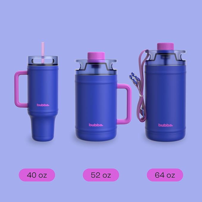 bubba 40 oz Insulated Stainless Steel Tumbler with Handle and Straw - Leakproof, Dishwasher Safe, Cup Holder Tumbler, Lead-Free and BPA-Free, Ocean Energy