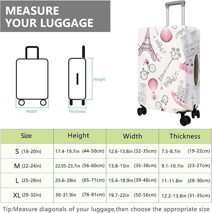 Travel Luggage Cover Suitcase Protector Fits 18-32 Inch Wheel Covers