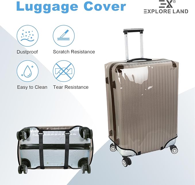 Explore Land Clear Luggage Cover Tough Protector Fits