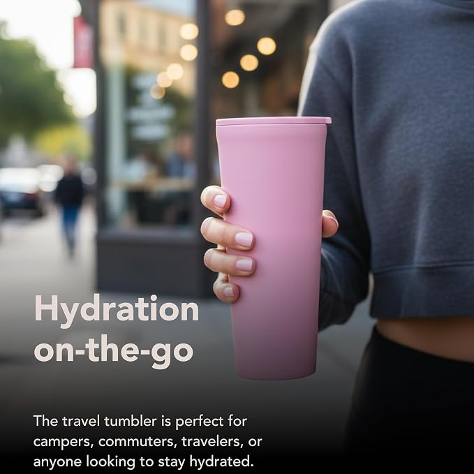 Corkcicle Classic Tumbler - Keeps Drinks Cold for 9 Hours & Hot for 3 - Triple-Insulated Stainless Steel - Holiday Tumbler Gift - 24 oz - Desert Rose