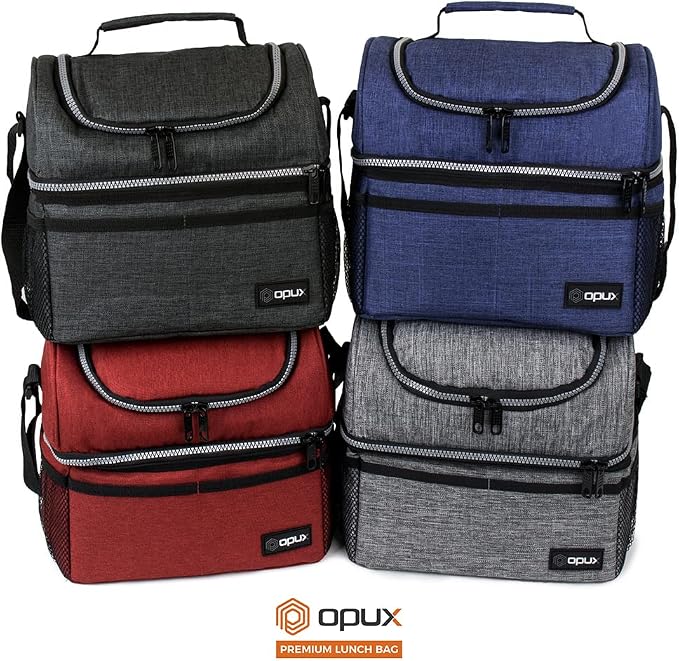 OPUX Lunch Box For Men Women, Insulated Large Lunch Bag Adult Work, Double