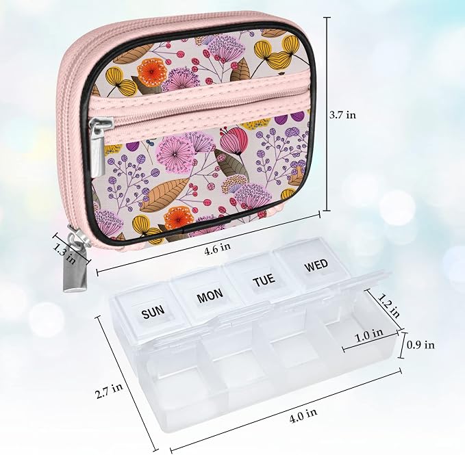 Serfeymi Weekly Travel Pill Organizer Pill Case