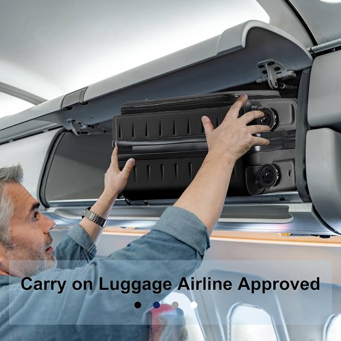 Carry On Luggage 22×14×9 Airline Approved, 20 Inch Lightweight ABS+PC Hard