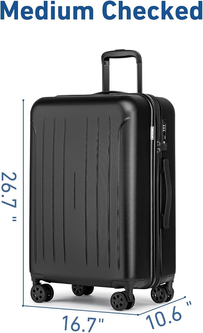 KYME Suitcase Hardshell With Double Spinner Wheels, PC+ABS TSA Lock Travel