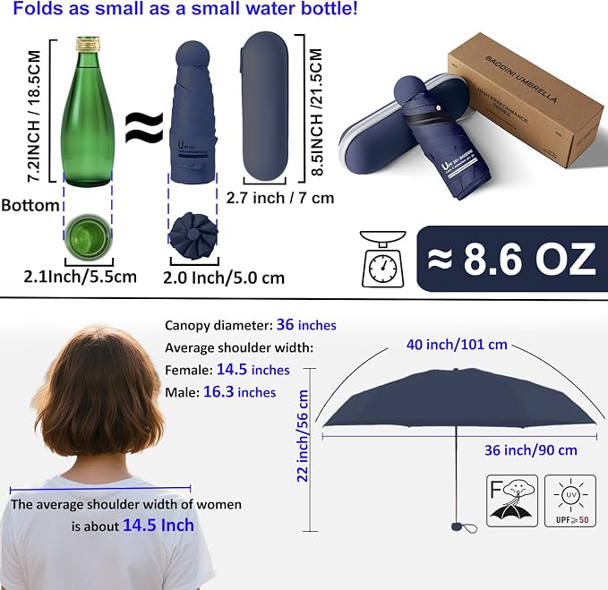 BAODINI Travel Mini Umbrella for Purse