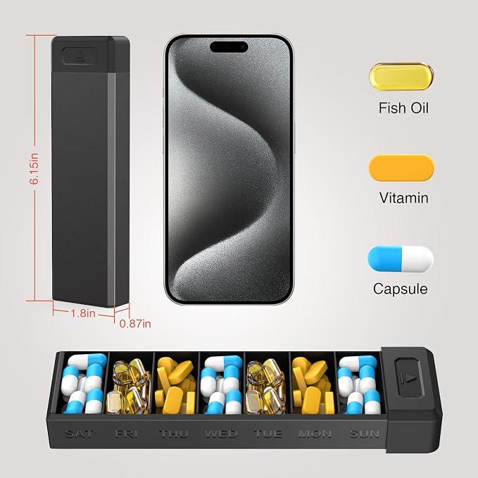 HEIYING Pill Organizer with Aluminum Shell