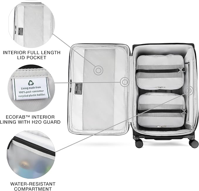 Travelpro VersaPack+ Lightweight Softside Expandable Checked Luggage, 8 Spinner