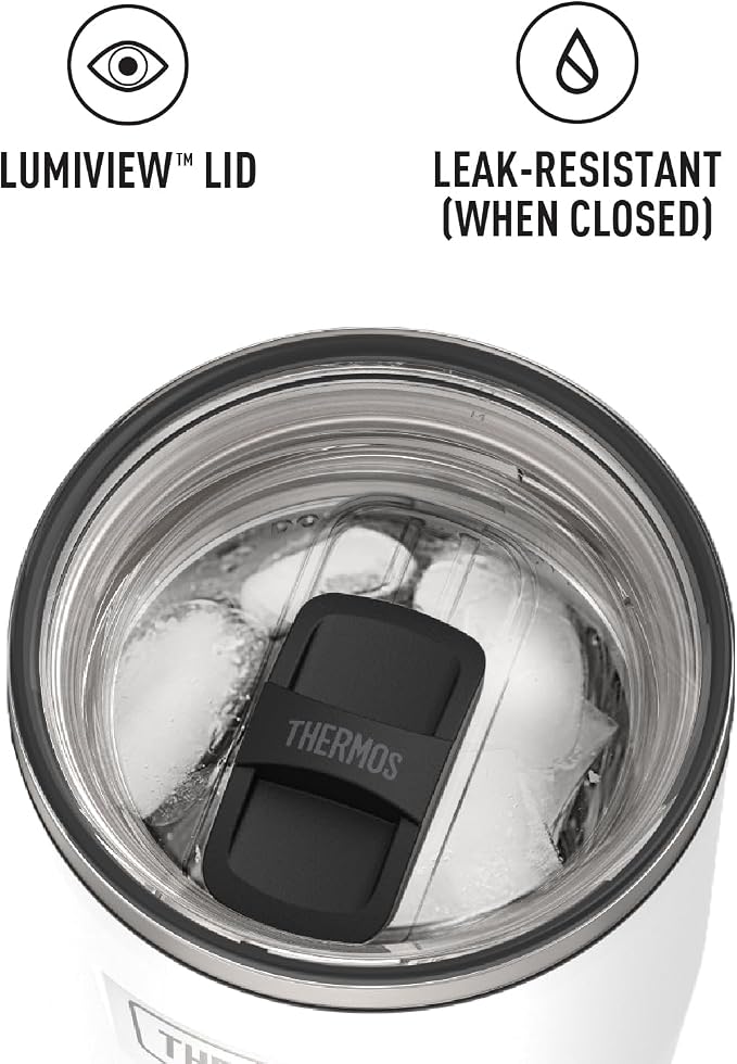 THERMOS ICON SERIES, Stainless Steel Cold Tumbler with Slide Lock, 24 Ounce, Snow