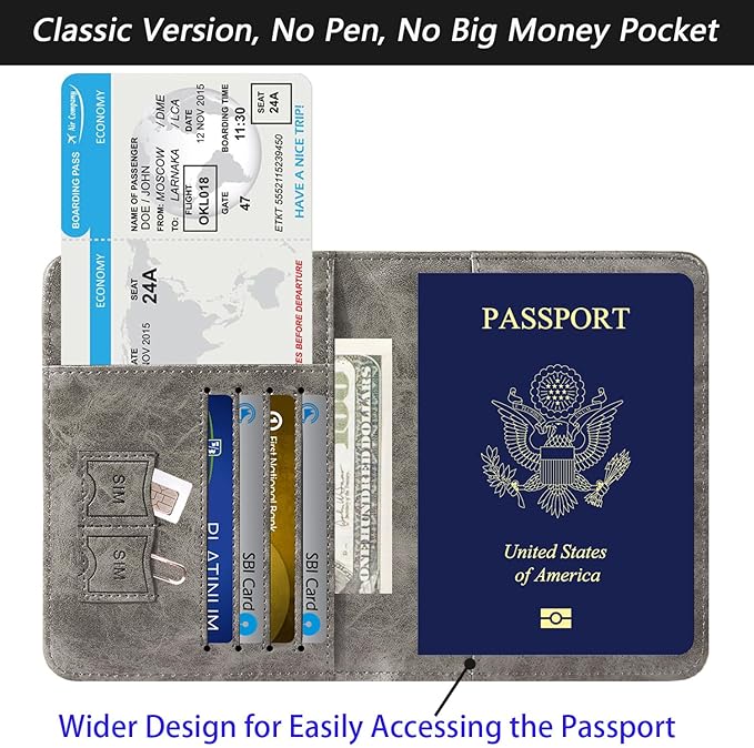 Passport Holder Cover Wallet Travel Essentials RFID Blocking Leather Card Case