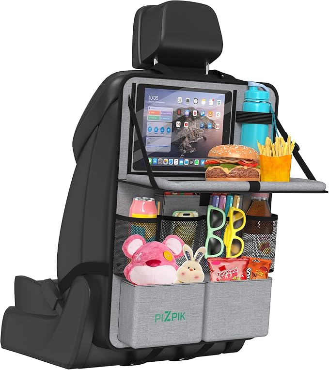 Car Backseat Organizer with Tablet Holder, 11 Storage Pockets with Foldable