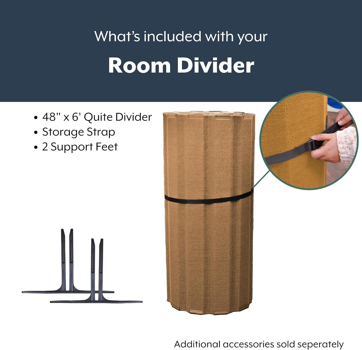 Angeles, Quiet Divider with Sound Sponge 48" x 6' Wall in Natural Tan, Free-Standing Classroom Partition for Enhanced Classroom Productivity and Noise Reduction
