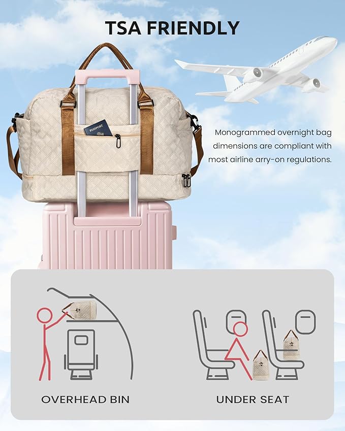 Initial Duffle Travel Bag, Personalized Weekender Bag