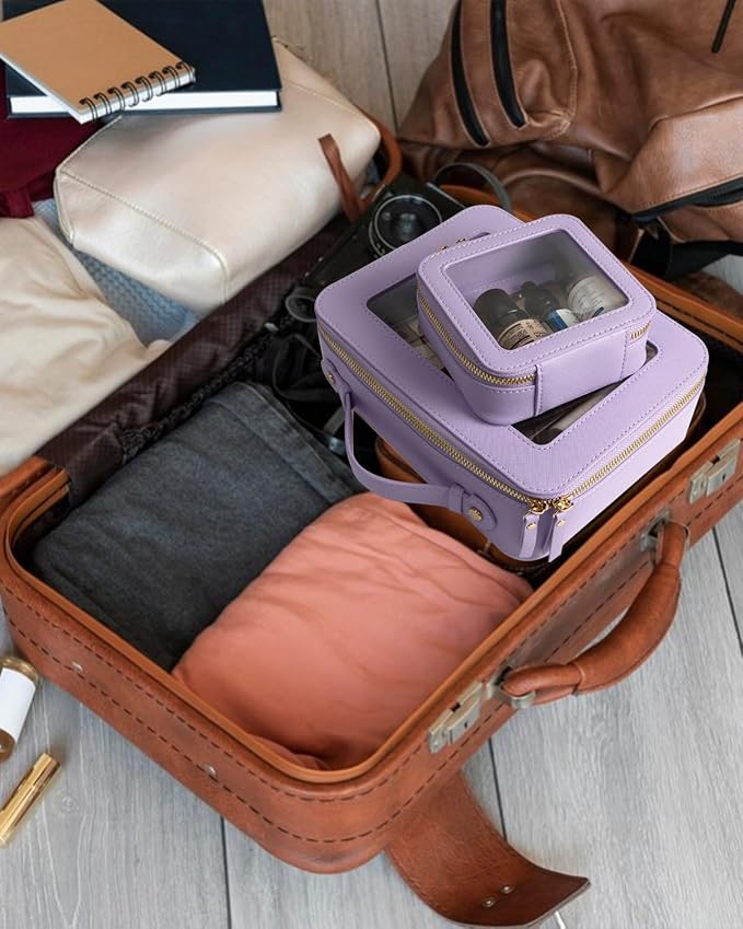 Travel Clear Makeup Bag Set, TSA Approved Cosmetic Bag Case