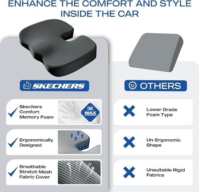 Skechers Memory Foam Seat Cushion, Office Chair Cushion
