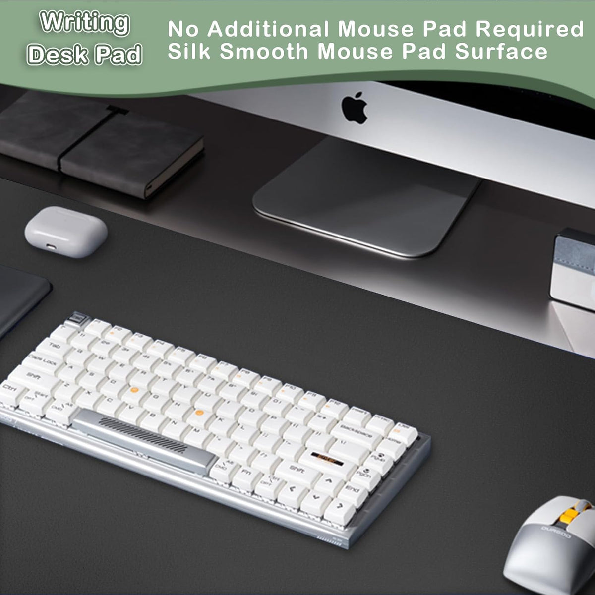 Boutilon Leather Desk Pad Protector,Non-Slip Mouse Pad,Laptop Desk Pad,Office Mouse Mat,Waterproof Leather Desk Blotter,Desk Writing Pad for Office and Home (XL-Black,35.4"x 15.7")
