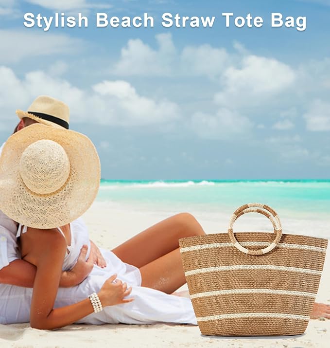 Beach Bags for Women Straw Tote Bag Summer Beach Bag Large Woven Straw Tote for